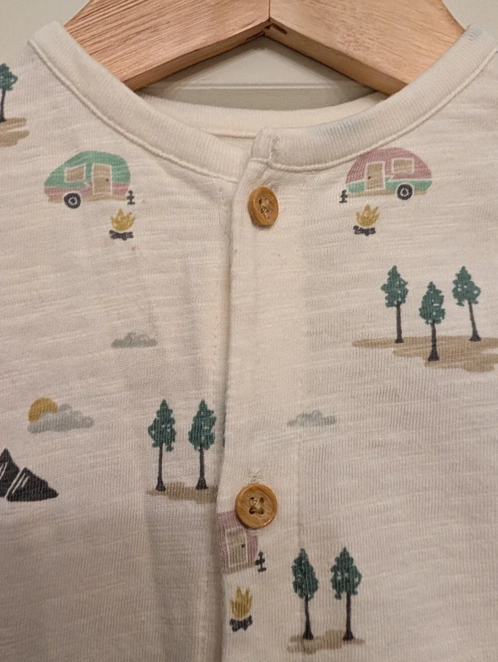 LC Little Co Cream Scenic Print Baby One-Piece Romper